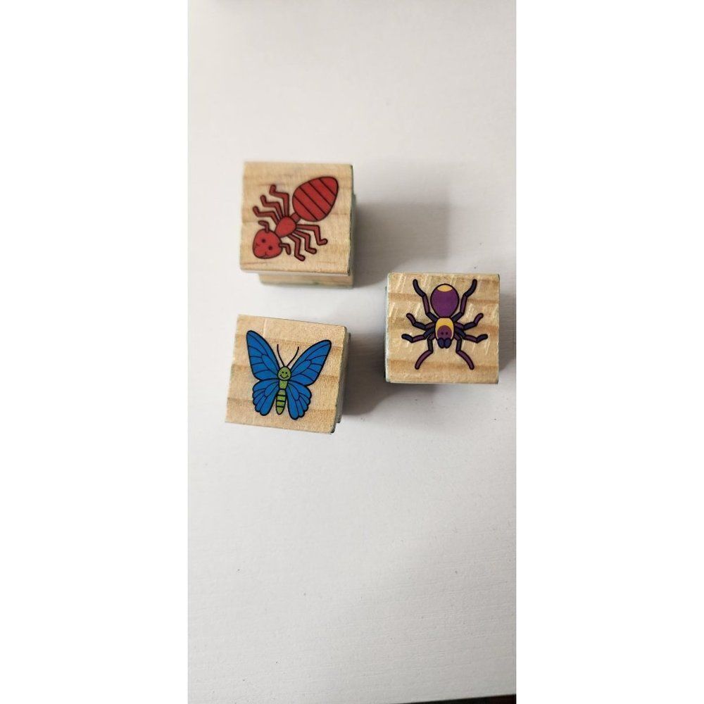 Set of 3 Insects Rubber Stamps